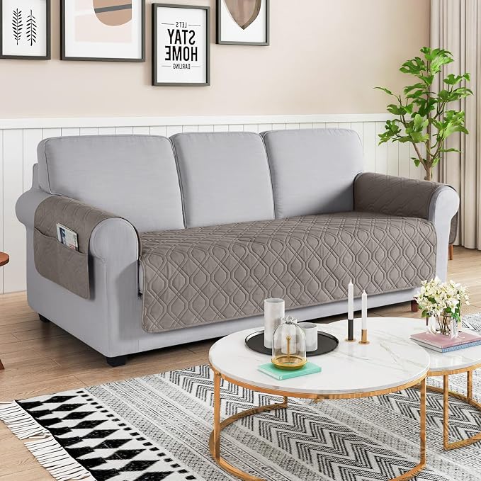 VANSOFY Waterproof Couch Cover for Pets, Khaki, 67.3" | Non-Slip, Washable, Utility Pockets, Pet Friendly, Furniture Protector Slipcover for 3 Cushion Couch - Image 2