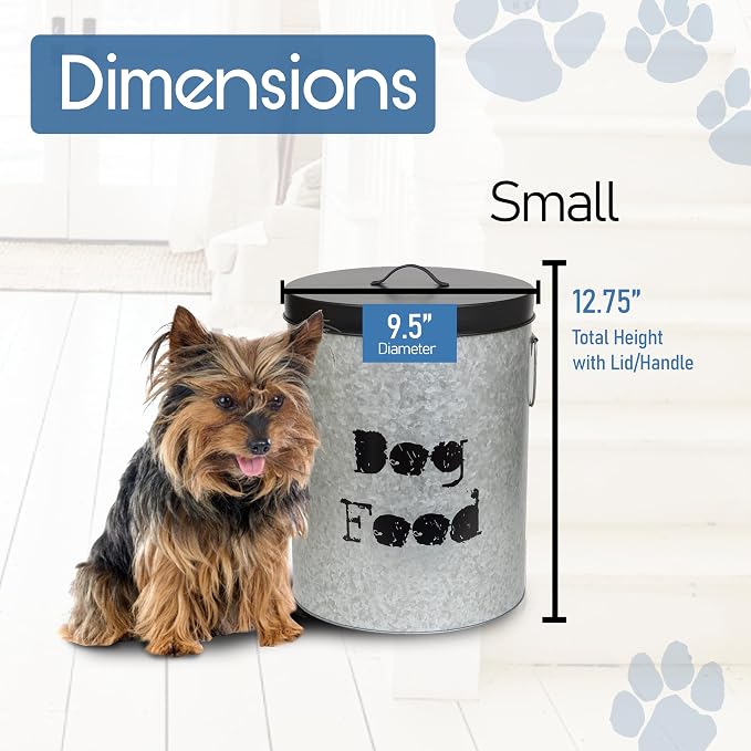 Small Dog Up To 20lb Pet Food Storage Canister Dog Bin with Scoop – Durable & Airtight for Freshnesss, Minimalist Design & Recyclable, Small Metal Container for Kitchen Countertop - Image 7