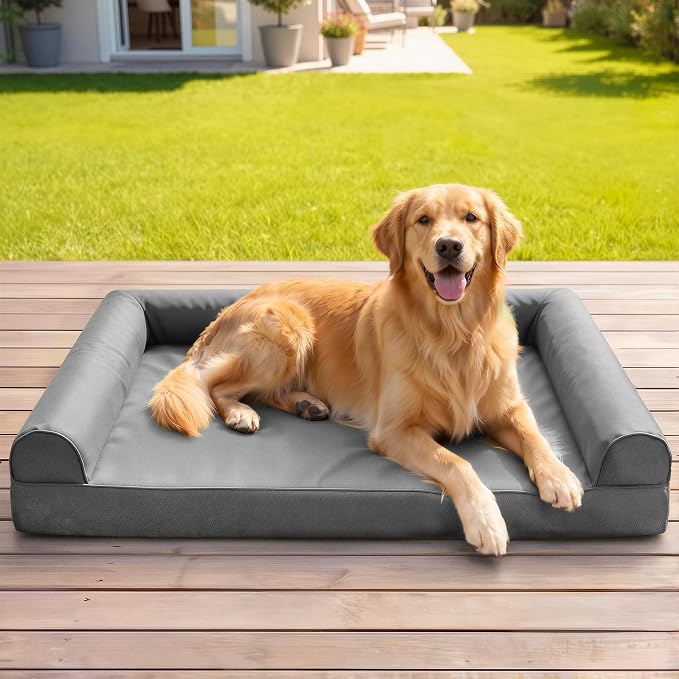 Sytopia Waterproof Outdoor Dog Bed for Large Dogs, Orthopedic Egg Crate Foam Pet Bed with Removable Washable Cover, Indoor Outdoor Dog Bed for Patio, Crate, Camping, Travel & Home by Sytopia