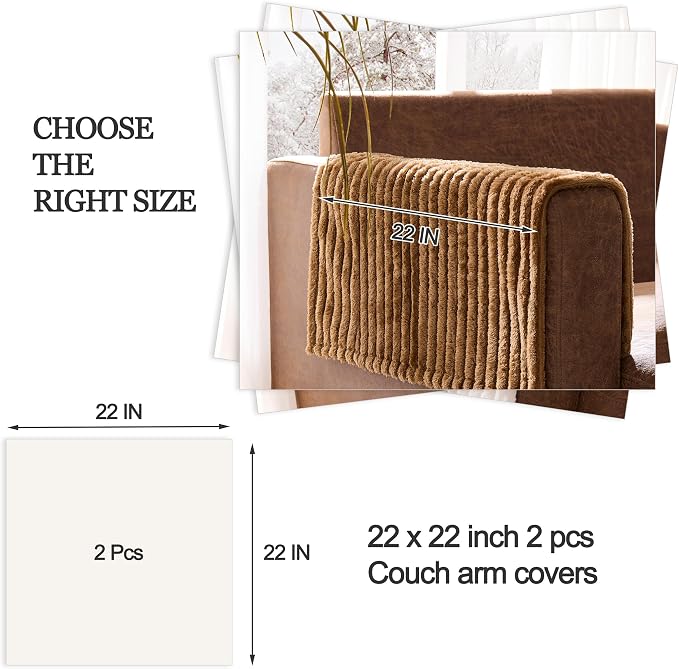 100% Waterproof Couch Arm Covers 2pcs, Fuzzy Chair Arm Covers Thick Soft Recliner Chair Armrest Protectors, Non-Slip Couch Armrest Cover Pet mats for Sofa (Coconut, 22" x 22" 2 Pack) - Image 7