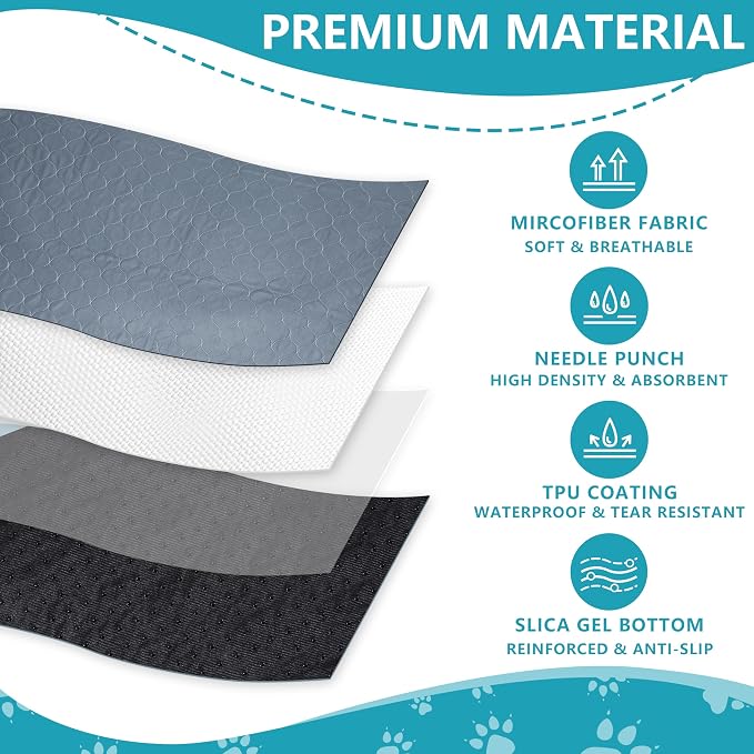 Bunlitent Washable Guinea Pig Cage Liner, 24x47 (3 Pack), for Small Animals | Waterproof, Reusable, Anti Slip, Guinea Pig Bedding Fast and Super Absorbent Pee Pad for Midwest Cage Area, Grey - Image 4