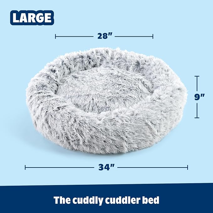 Barkbox Dog Bed, 2-in-1 Memory Foam Donut Cuddler Dog and Cat Bed, Calming Orthopedic Joint Relief Fur Crate Lounger for Pets, Machine Washable + Removable Cover, Waterproof Lining, Includes Toy | Calming Orthopedic Joint Relief Furry Crate Lounger for... - Image 3