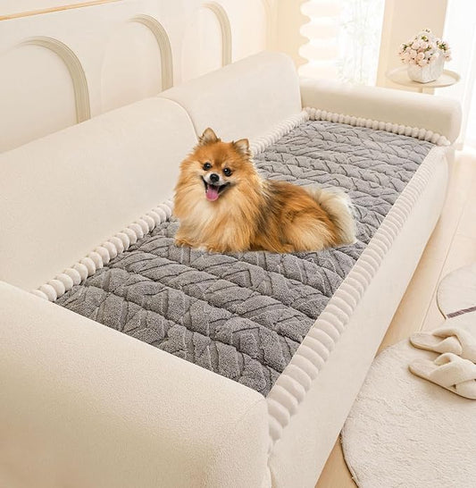 OTOB Couch Cover for Dogs Washable, Non Slip Love Seat Pet Sofa Protector | Gray, 27.6"x59.1", Pet Friendly, All Season, Fuzzy, Modern Geometric Jacquard, Soft Breathable, Couch Protector, Modern by OTOB