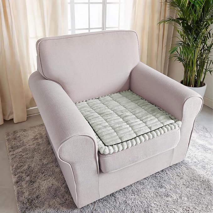 U-NICE HOME Fuzzy Chair Cover Arm Covers, Light Grey, 27.6''x27.6'' | Non-Slip, Washable, Couch cover for dog, Pet friendly, Furniture Protector - Image 2
