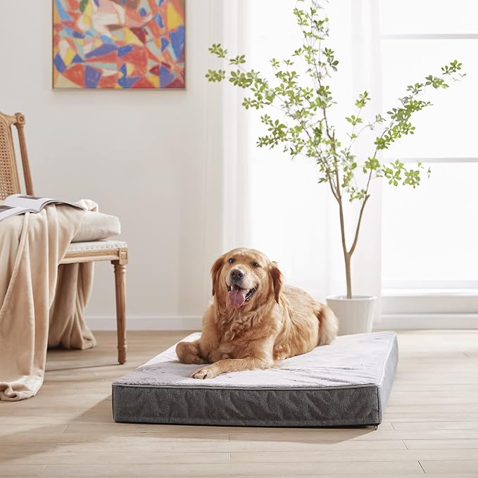 Orthopedic Memory Foam Dog Bed, Cooling Dog Beds Waterproof Pet Bed for Crate with Removable Washable Cover, L(35inch,65Lbs) - Image 5
