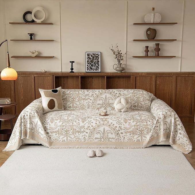 ROOMLIFE Couch Cover Boho Sofa Covers for 3 Cushion Couch Washable, Furniture Protector Sofa Couch Cover for Dogs, Soft Breathable Sofa Slipcover, Couch Throw Blankets with Tassels 71''X150'' - Image 2