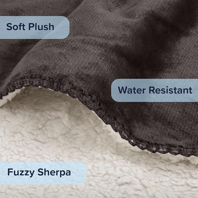 PETMAKER Dog Blanket - 60x70in Reversible Sherpa Blanket - Throw Blankets for Bed, Couch, or Car - Machine Washable Puppy Essentials (Charcoal) - Image 3
