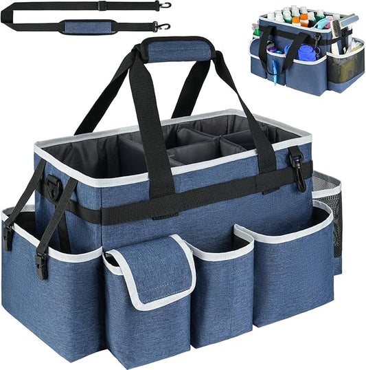 Cleaning Caddy Bag,Large Cleaning Supplies Organizer with Handle for Housekeepers, Blue by ZIOZERTT