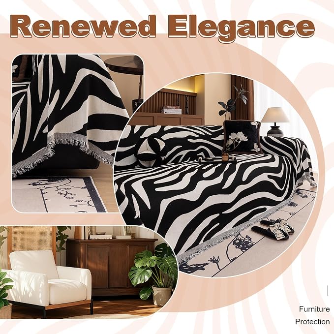 ROOMLIFE Leopard Couch Cover Boho Sofa Covers for 3 Cushion Couch Washable | Furniture Protector Sofa Couch Cover for Dogs, Soft Breathable Sofa Slipcover, Couch Throw Blankets with Tassels 71''X134'' - Image 5