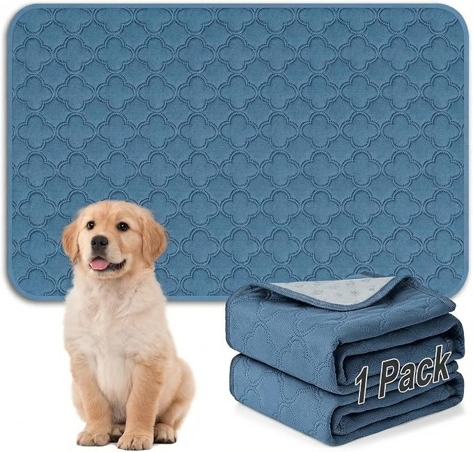 FunFurry Washable Pee Pads for Dogs - 2 Pack Reusable Pee Pads，Waterproof Puppy Pads，Pet Training Pads，Super Absorbent with Dog Paw Shape Non-Slip Backing (Blue, 36" X 48" - 2 Pack) by FUNUPFURRYLIFE
