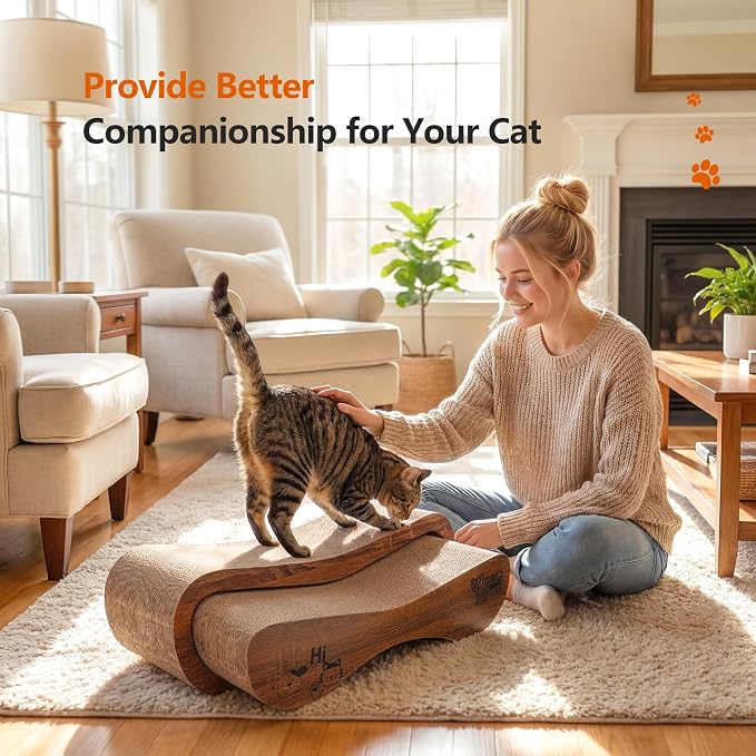 Cat Scratcher 2 in 1 Scratchers for Indoor Cats Scratching Board Cardboard | Horizontal Corrugated Scratch Pad for Cats as Beds & Furniture Reversible Sofa Scratch - Image 6