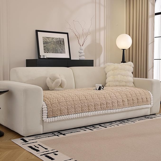 Non Slip Couch Covers for Dogs, Pet-Friendly Washable Couch Covers for 3 Cushion Sofa Pet Couch Cover (Khaki, 35.4'' x 83'') - Image 9