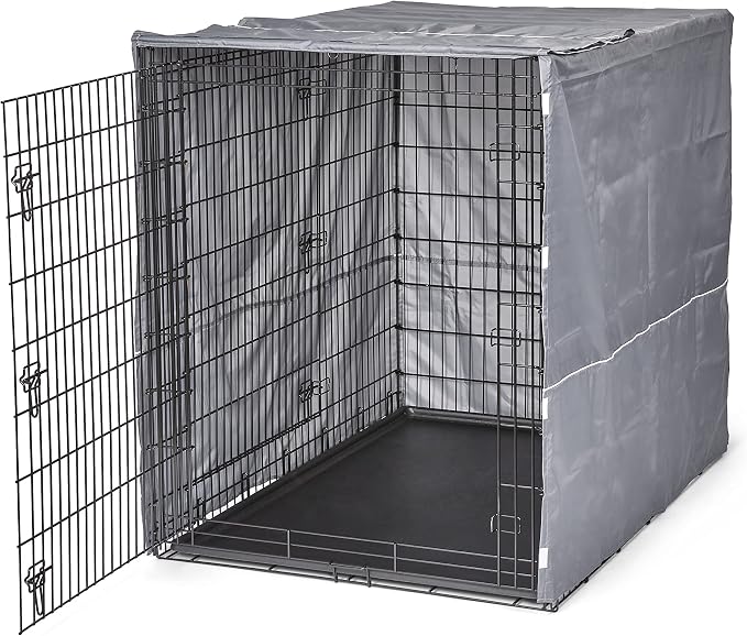 New World Midwest Homes for Pets XXL Dog Crate Cover, Polyester Privacy Kennel Cover Fits Most Giant 54-Inch Crates, Light Gray, Machine Washable, Reduces Barking & Chewing - Image 4