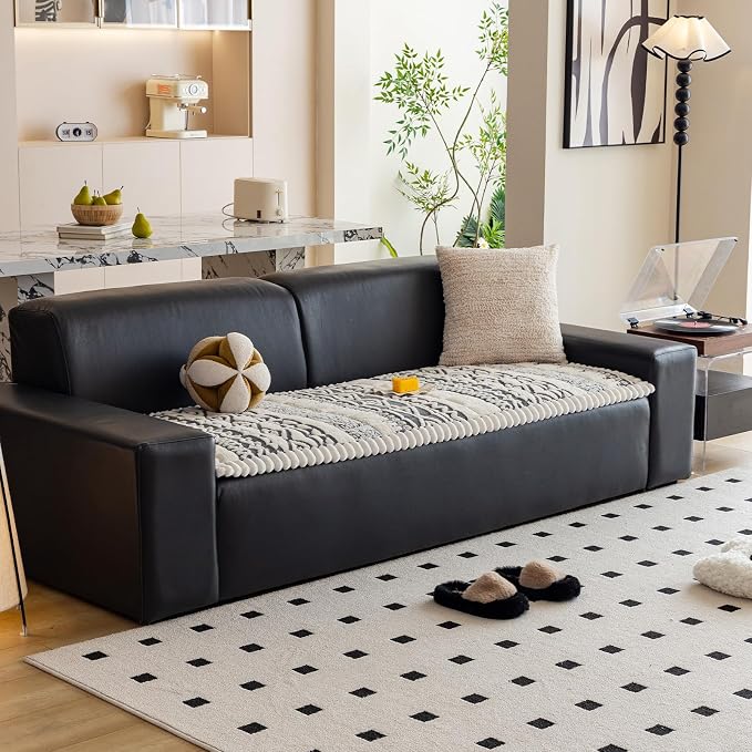 VClife Boho Couch Cover, Soft Fuzzy Couch Covers for Dog, Non-Slip Furniture Protector, Washable Durable Sofa Covers for Couch/Bench, Tribal White Grey Geometric Slipcover, 27.6" x 82.7" - Image 5