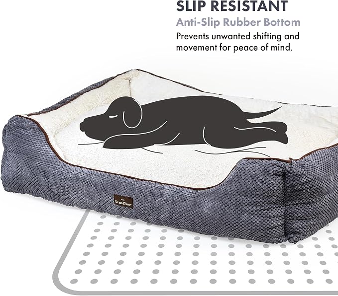 GrandTies Fluffy Dog Beds for Small Medium Large Dogs & Cats, Machine Washable Dog Bed, Rectangle Breathable Soft Calming Sleeping Warming Pet Beds with Waterproof & Non-Slip Bottom (XL 40" Moonlight) - Image 5