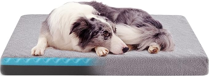 WATANIYA PET Cooling Dog Beds for Large Dogs, 35-Inch Dog Crate Bed | Gel Memory Foam for Joint Relief, Plush Removable Washable Cover, Waterproof Liner, for Pets Up to 50 lbs by WATANIYAPET