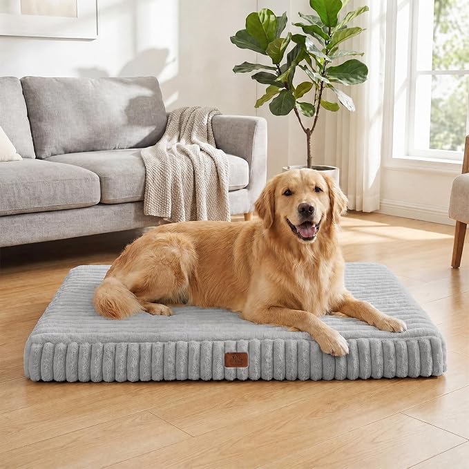 Orthopedic Dog Bed for Large Dog, Waterproof Pet Bed,Non-Slip Bottom and Egg-Crate Foam with Removable Washable Cover Crate Bed,Grey,36"x27"x3" by DOPEDIO