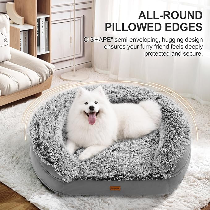 Gimars Upgrade 3.7in Ultra Thick Orthopedic Dog Beds for Large Dogs,Soft Egg Foam Dog Sofa Bed, 28D Crate Foam Washable Cover, Waterproof Lining Supportive Half-Round for Puppy,Senior,Sick Dogs - Image 3