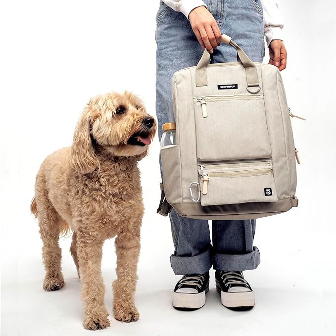 Cleverpup Porter 2-in-1 Dog Gear Backpack – Premium Dog Travel Bag with 10 Pockets, Zip-Off Treat Pouch, Leash Clip, Waterproof Pockets & Water Bottle Holder – Weekend, Hiking, Camping, Sand - Image 6