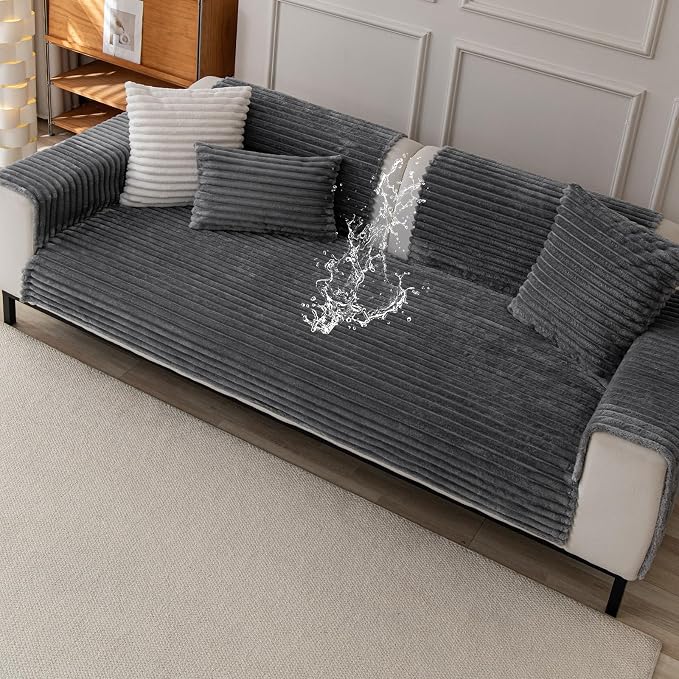 Waterproof Couch Cover & Sofa Cover, Couch Covers for Sofa Washable Non-Slip, Soft Dog Bed Protector for Sectional, Loveseat, Living Room, Car & RV Furniture (Dark Gray, 23.62"x23.62" 2 Pack) - Image 8