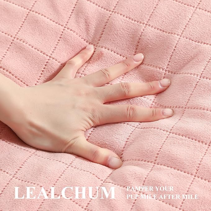 Dog Car Seat for Medium/Large Dogs,2 Clip-On Safety Leashs for 2 Small Dogs,Removable and Washable Comfy Pet Car Seat,Easy to Install and Clean (Pink, Large)