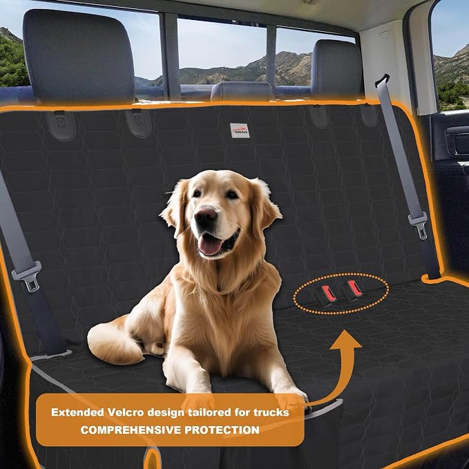 Dog Car Seat Cover for Back Seat, 61-Inch Waterproof Bench Protector | Brown Washable Truck Seat Cover for Dogs, Nonslip Bench Protector for F150, Ram 1500, GMC Sierra, Toyota and Silverado - Image 5