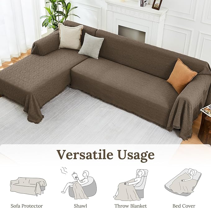 HOMERILLA 2 Piece Sectional Couch Cover for L Shape Sofa Taupe L | Washable Fabric, Anti-Pet Hair, Stain & Wear Resistant, Multiuse Sofa Blanket Protector, Pet Friendly Easy Installation - Image 5