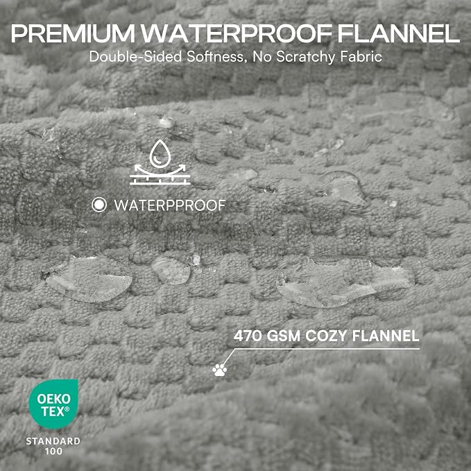 Luciphia Waterproof Blanket for Small Dog Cat Puppy Ultra-Soft & Calming Pet Throw Reversible Warm Fleece Durable Furniture Crate Couch Cover Protector Machine Washable Leakproof Grey, S (40''x28'') - Image 2