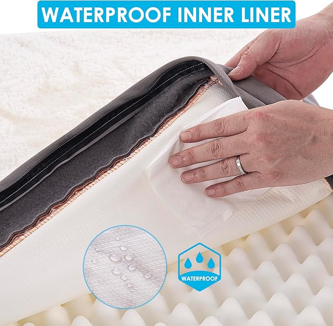 Sunheir Washable Orthopedic Large Dog Bed, Big Waterproof Dog Crate Bed | Removable Cover, Egg Crate Foam Support, Anti-Slip Bottom, Machine Washable Soft Pet Bed Mat for Crate, Light Grey - Image 3