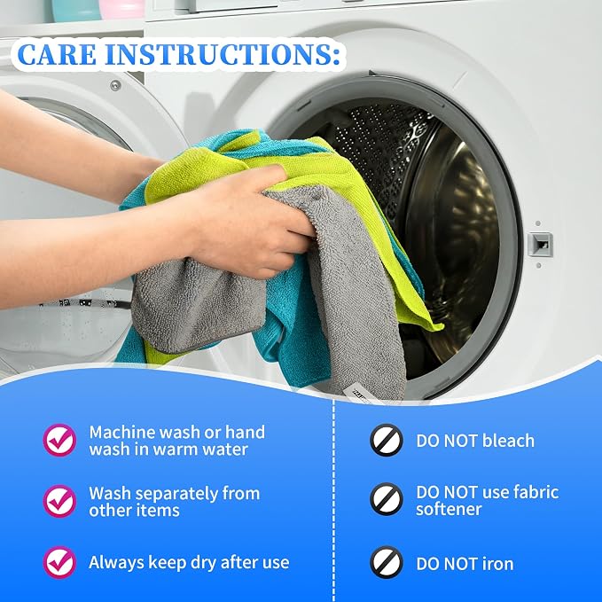 FIXSMITH Microfiber Cleaning Cloth - Pack of 48, Multi-Functional Cleaning Towels, Size: 12 x 16 in, Highly Absorbent Cleaning Rags, Lint-Free, Streak-Free Cleaning Cloths for Car Kitchen Home Office - Image 7