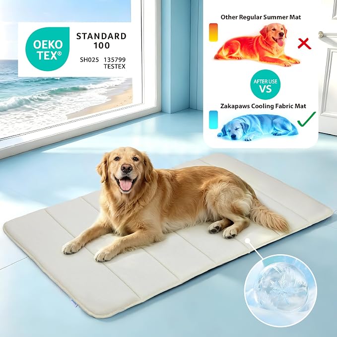 Dog Cooling Mat for Large Dogs – 35"x23" Orthopedic Memory Foam Pad for Summer, Hot Weather & Joint Relief | Washable, Non-Slip Crate Mat for Senior Dogs, Travel & Home (Dark Beige) - Image 2