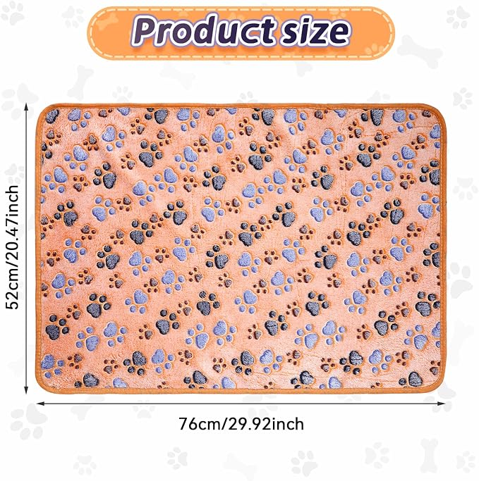 Tatuo 4 Pack Fleece Dog Blankets for Puppy Cats Multi-Size Sleep Mat for Pet Guinea Pig Soft Washable Warm Crate Bed Puppy Teething Toys Print Pattern Blanket Indoor(Coffee,30 x 20.5 Inch,Paw) - Image 3