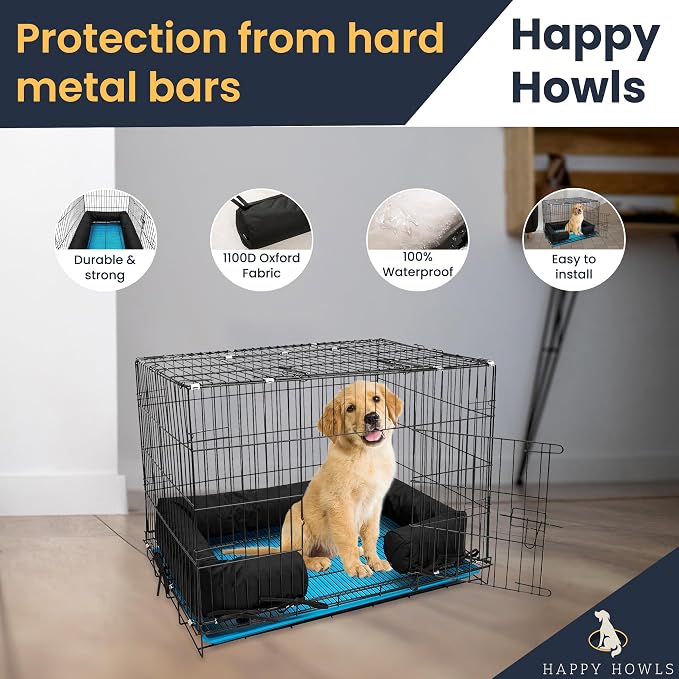 Happy Howls Dog Crate Bumper - Dog Cage- Waterproof 1100D Fabric - with Reinforced Ties & Durable Zippers - Fits Front or Side Door Puppy Kennels - Removable Cover (Pink, 30.0" L x 19.0" W) - Image 4