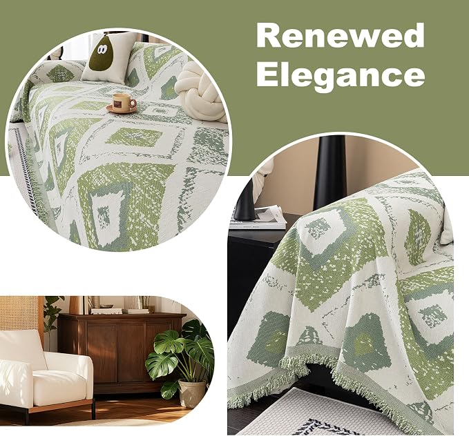 ROOMLIFE Couch Cover Boho Sofa Covers for 3 Cushion Couch Washable | Furniture Protector Sofa Couch Cover for Dogs, Soft Breathable Sofa Slipcover, Couch Throw Blankets with Tassels 71''X118'' - Image 6