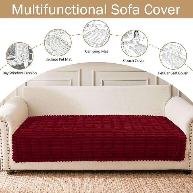 hyha Couch Cover for Dogs, Washable Non Slip Plush Flannel Sofa Protector | Thick Flannel, Silicone Anti-Slip Backing, Pet Hair & Scratch Protection, Fits Sofa & Loveseat (35.4" x 63") - Image 3