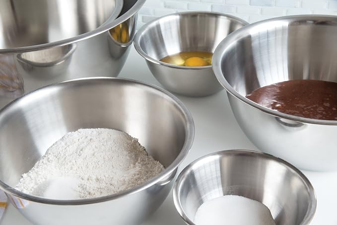 Fox Run 6-Piece Nesting Stainless Steel Polished Mixing Bowls Set | 0.5, 1.25, 2.75, 4.25, 6.25 and 10.75 Quart Mixing Bowl Set | Nesting Bowls For Easy Storage | Durable Stainless Steel Bowls - Image 3