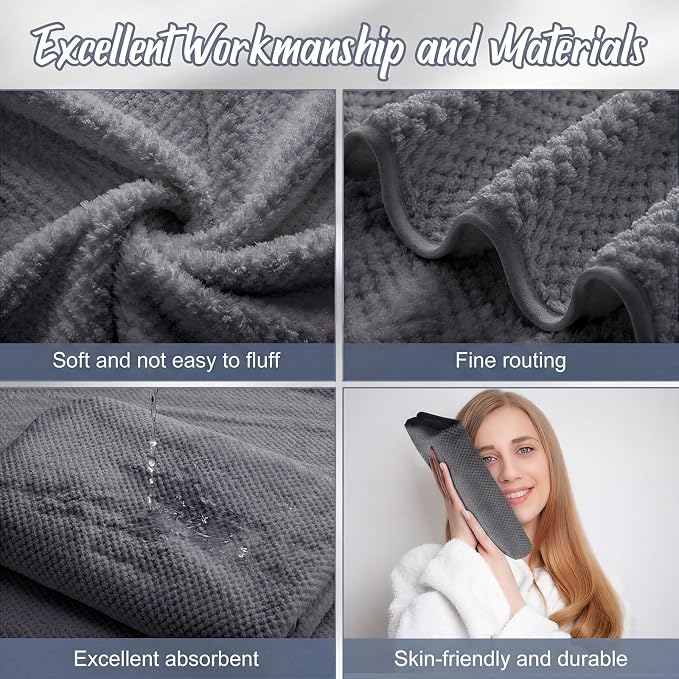 SmoothNovelty 8 Pack Microfiber Bath Towels Bulk 27'' x 60'' Oversized Bath Towel Highly Absorbent Extra Large Shower Sheets Soft Drying for Beach Pool Bathroom Salon Party(Dark Grey) - Image 3