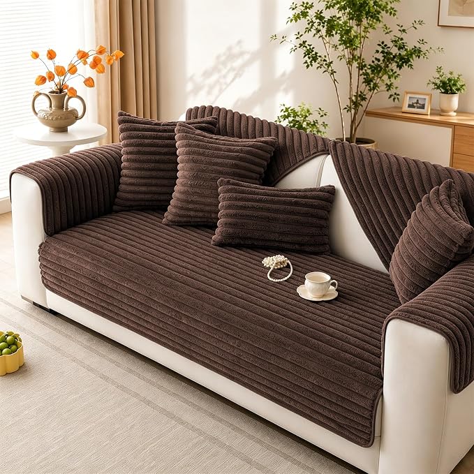 Waterproof Couch Cover for Dogs, Sofa Covers Washable & Non-Slip, Soft Dog Bed Blanket Protector for Sectional, Loveseat, Living Room Furniture (Coffee, 35.43"x 70.9" 1 Pack) by KELUINA