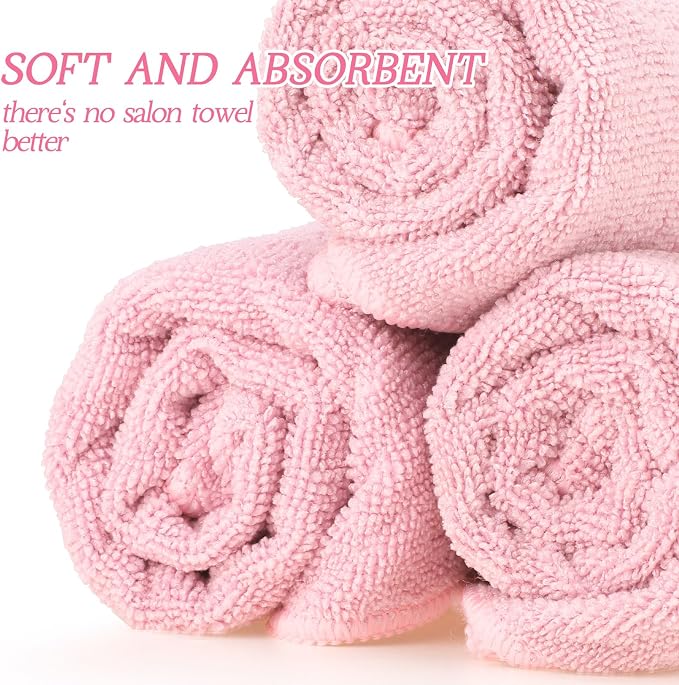 Shimeyao 40 Pack Bleach Proof Towels Microfiber Absorbent Resistant Hair Hand Towels Bulk Quick Dry for Barber Gym Bath Spa Shaving (Dark Pink,16 x 29 Inch) - Image 3