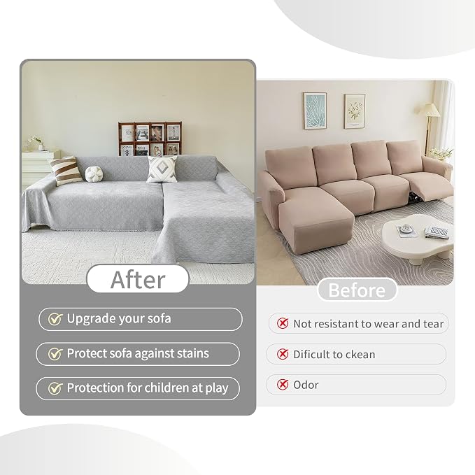 VANJOROY Grey Couch Chair Cover, Armchair for 1 Cushion Couch, Washable Chenille Sofa Cover Protector Soft Sofa Slipcovers for Pets Dog with Tassel,71"x 91" - Image 6