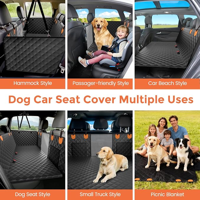Dog Seat Cover for Back Seat,Hard Bottom Car Seat Cover for Dogs | Back Seat Extender for Dogs Holds 500lbs,Waterproof Rear Seat Pet Cover,Dog Hammock Travel Accessories for Car,SUV,Truck - Image 6