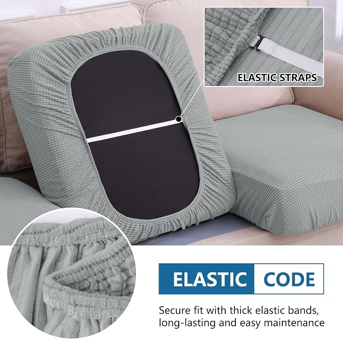 hyha Waterproof Couch Cushion Covers for Pets, Non Slip Sofa Seat Cover | Stretch Jacquard Fabric, Elastic Bottom, Non Slip Fit, Waterproof Protection, Pet Hair Protection (2 Pieces) - Image 4