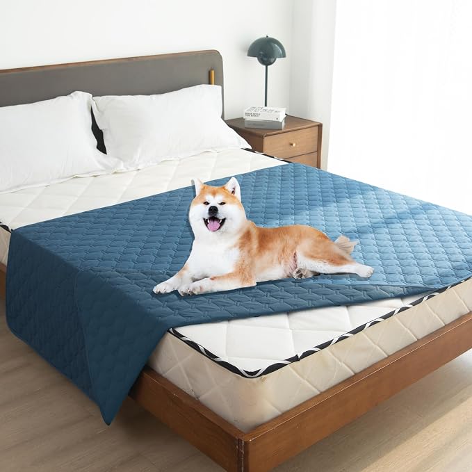 gogobunny 3X Stronger Waterproof Pet Blanket, Scratch Proof Furniture Protector for Dogs Cats, Reversible Cover 68x82 Inch, Dark Blue - Image 5