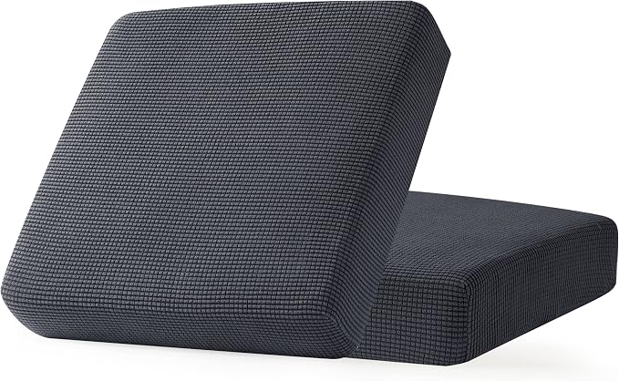 CHUN YI 2Piece Stretch Couch Cushion Covers, Sofa Seat Slipcovers for Pets, Suitable for Armchair Loveseat Sofa with Spandex Jacquard Washable Fabric (2Piece,Grey) - Image 4