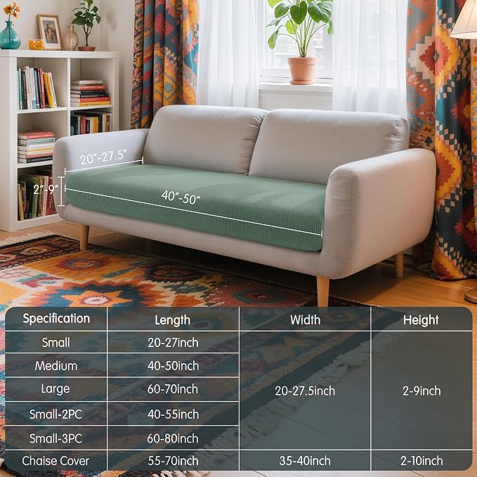 Hokway Couch Cushion Covers Stretch Cushion Covers Sofa Seat Cushion Slipcover Cushion Protector(Celadon, Medium) - Image 3