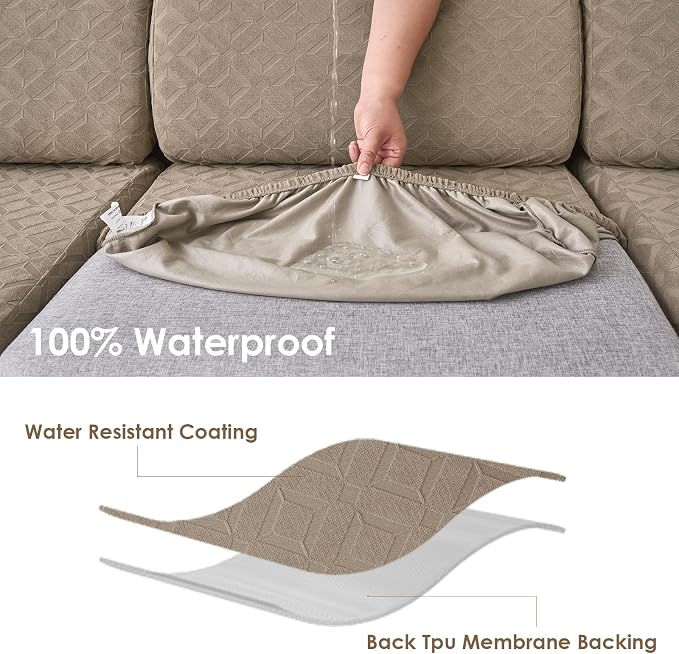 Genina Waterproof Couch Cushion Covers for Pets Washable Sofa Seat Covers | Non Slip,Stretch Jacquard Fabric,Pet Hair & Scratch Protection,Easy Installation,Furniture Protector,Back Cover - Image 3
