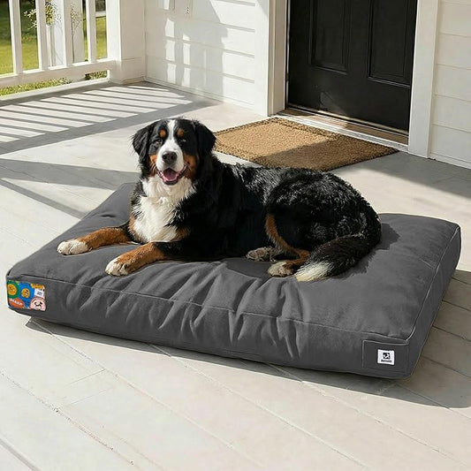 Sytopia 47 Inch Canvas Outdoor Dog Bed for XXL Dogs, Durable Dog Bed with Waterproof Machine Washable Removable Cover, Indoor Patio Pet Pad for Crate, Dark Grey by Sytopia