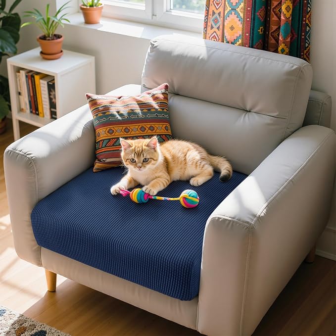 Hokway Stretch Couch Cushion Slipcovers Reversible Cushion Protector Slipcovers Sofa Cushion Protector Covers(Darkblue, Small) - Image 6