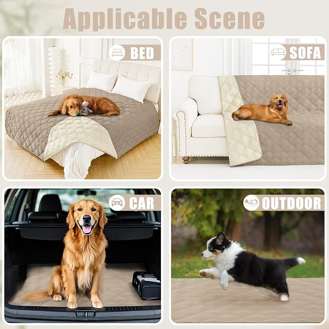 Smiry Waterproof Dog Bed Cover, Reversible Pet Blanket for Sofa Couch | Soft Washable Dog Blanket, Leakproof Couch Cover for Dogs Cats & Furniture Protection, 82x102, Taupe/Beige - Image 5