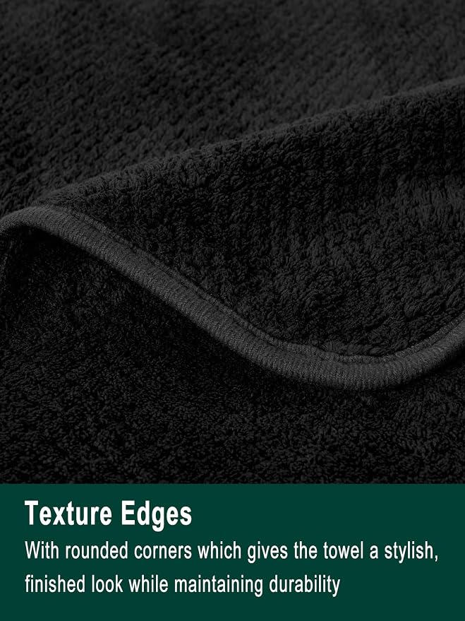 Extra Large Bath Sheet Set 3-Piece, 1 Bath Towel 40x80 Inches, 1 Hand Towel, 1 Washcloth, Soft Absorbent Quick Dry Microfiber Towel for Bathroom Beach Pool Gym Spa, Black - Image 6